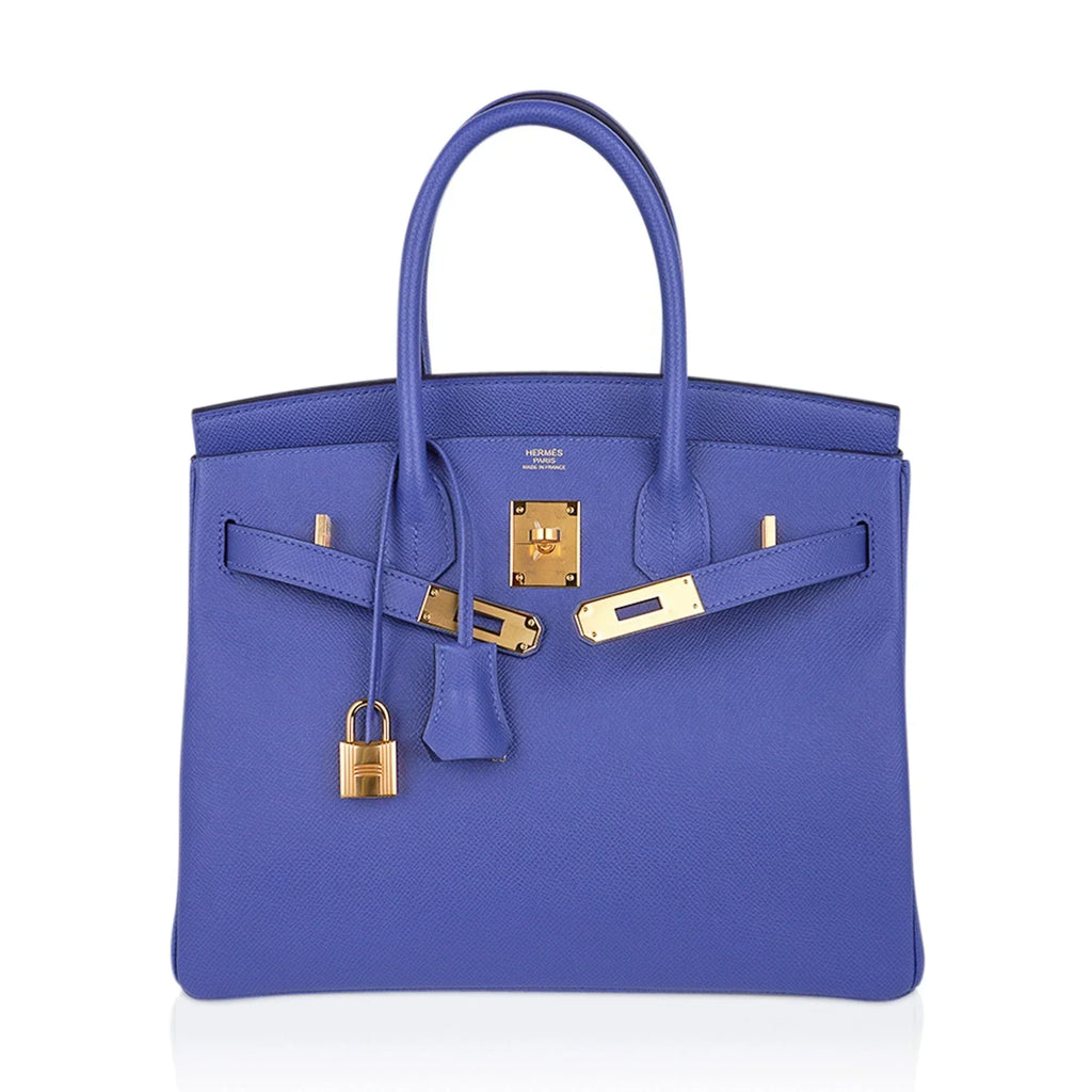👜Birkin 30 Bag Blue Brighton Epsom Leather with Gold Hardware