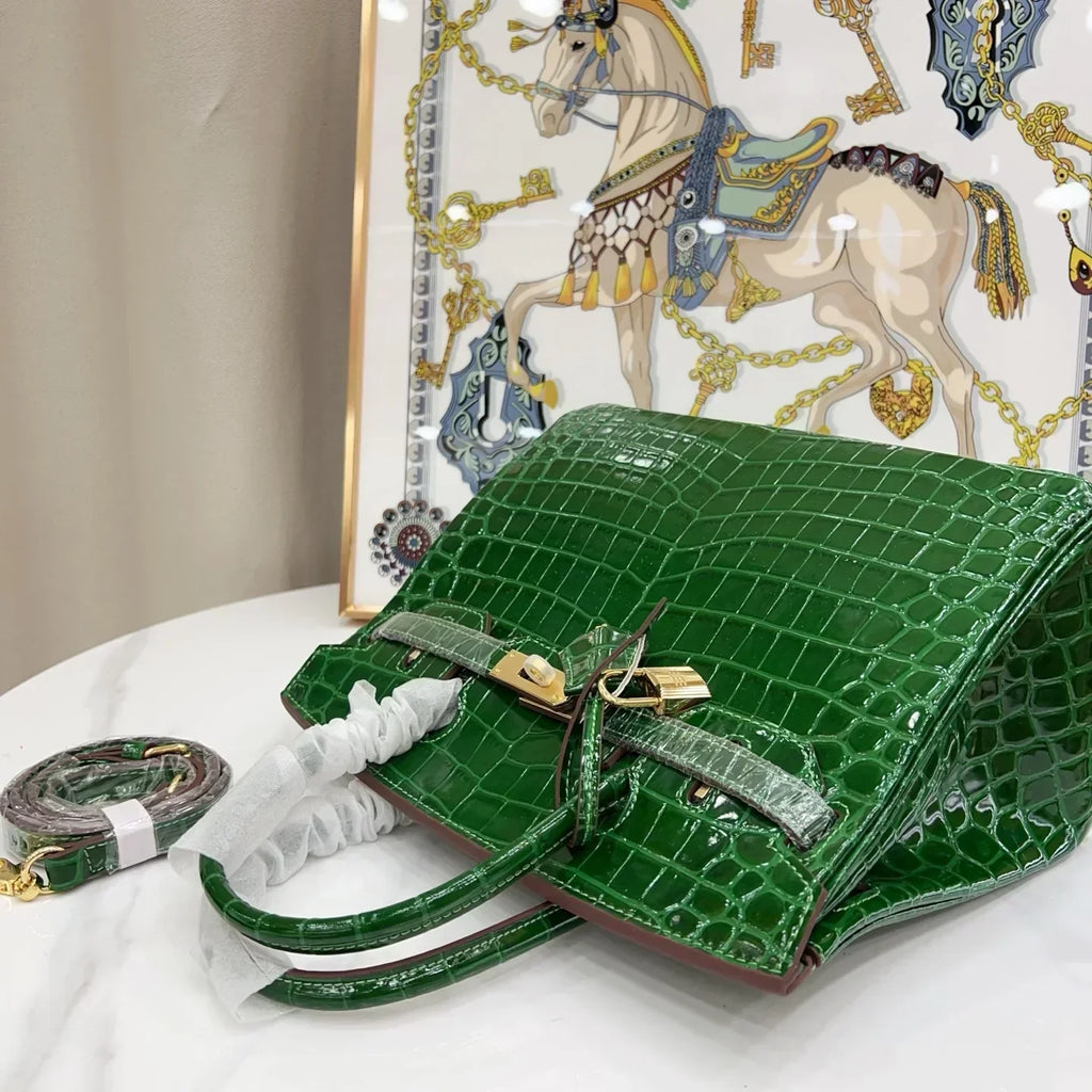 👜Birkin Emerald Shiny Niloticus Crocodile Gold Hardware