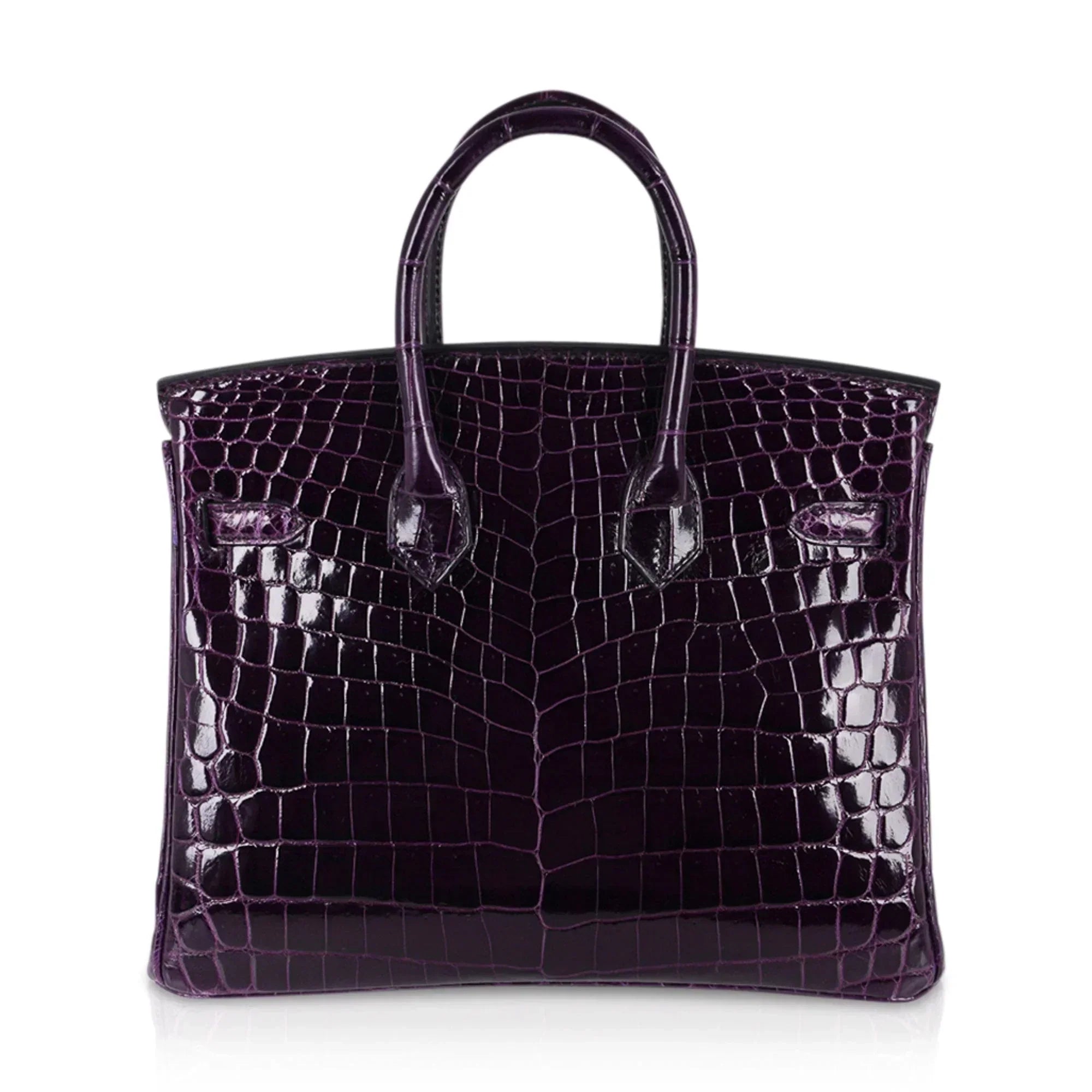👜Birkin 25 Bag Aubergine Niloticus Crocodile with Gold Hardware
