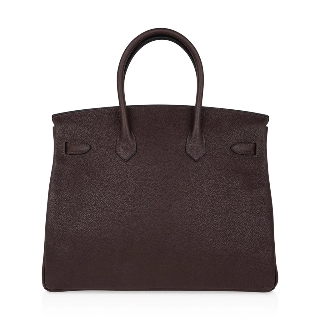 👜Birkin 35 Bag Ebene Barenia Faubourg Leather with Palladium Hardware