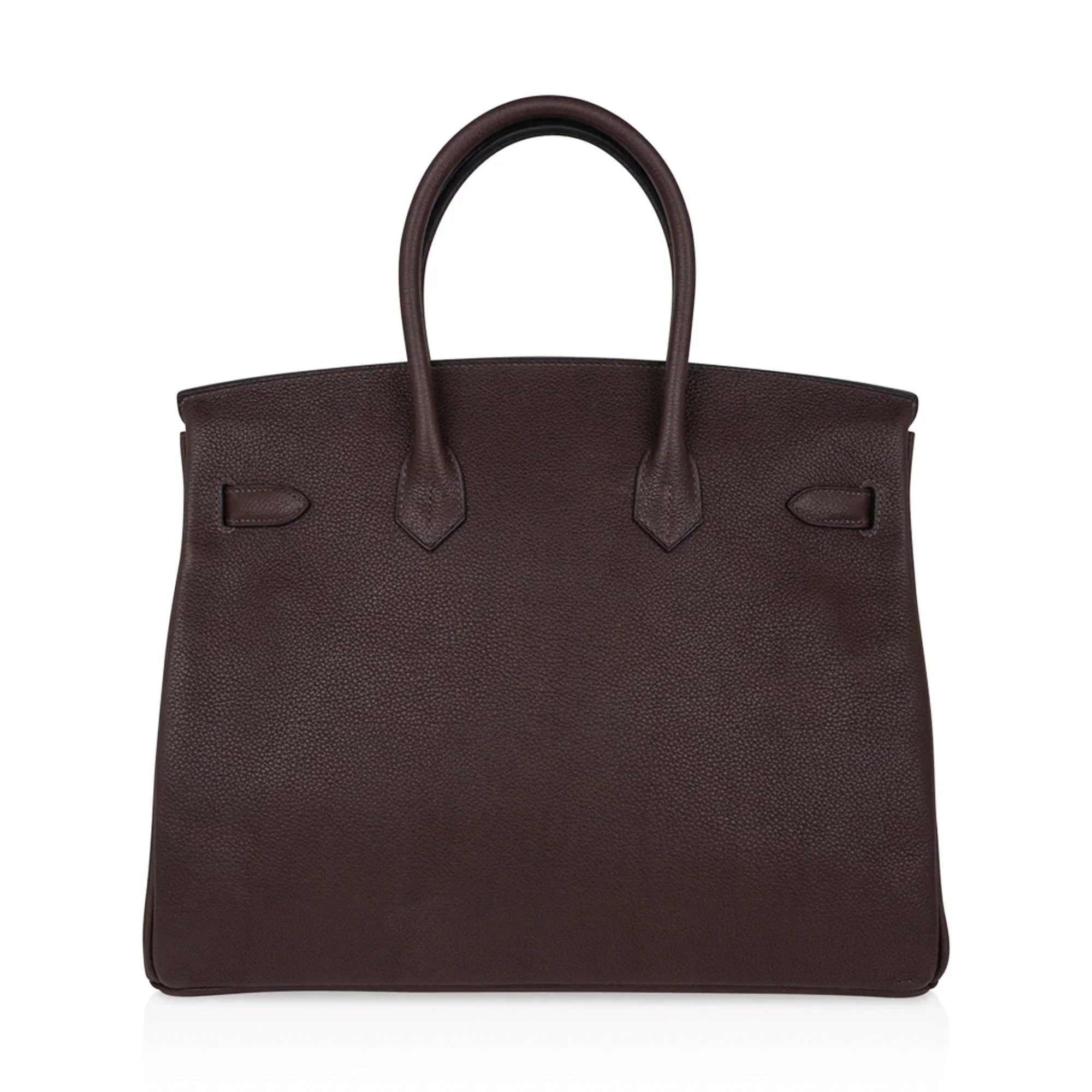 👜Birkin 35 Bag Ebene Barenia Faubourg Leather with Palladium Hardware