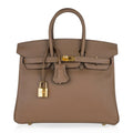 👜Birkin 25 Beige De Weimar Veau Jonathan Leather Gold Hardware