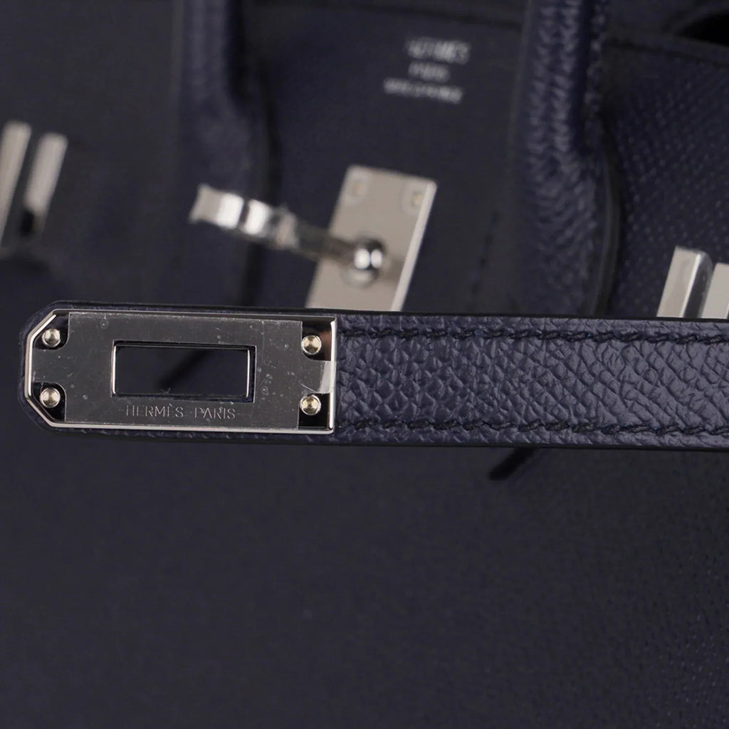 👜Birkin Sellier 25 Bag Blue Indigo Epsom Leather with Palladium Hardware