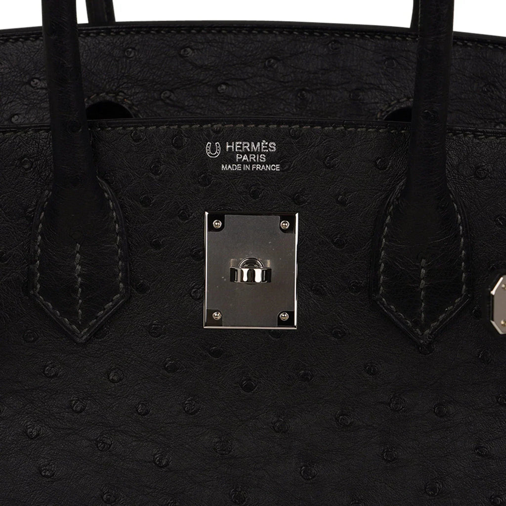 👜Birkin HSS 30 Bag Black (Noir ) Ostrich Palladium Hardware
