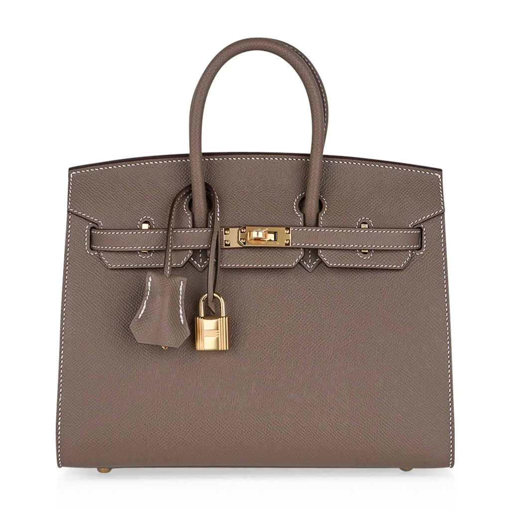 👜Birkin Sellier 25 Etoupe Gold Hardware Epsom Leather New w/Box