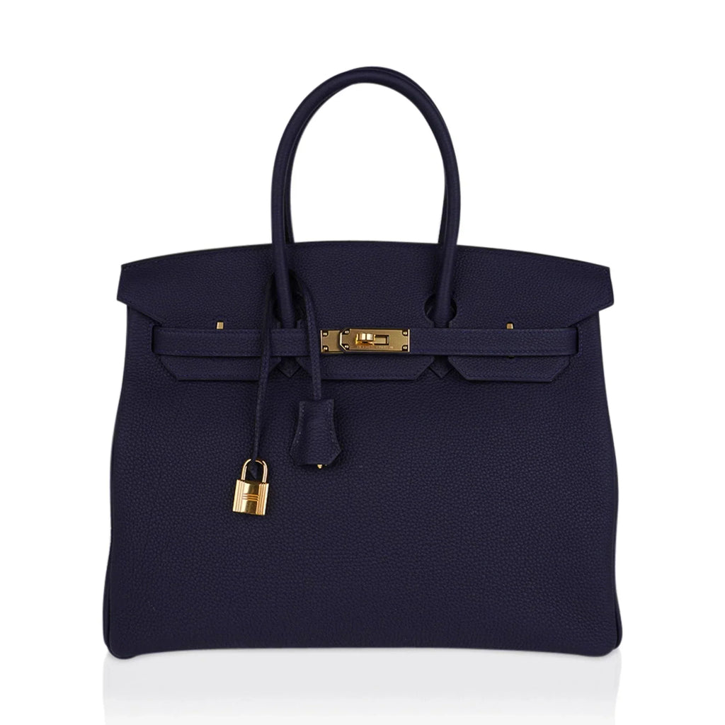 👜Birkin 35 Bag Blue Nuit Gold Hardware Togo Leather