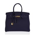 👜Birkin 35 Bag Blue Nuit Gold Hardware Togo Leather