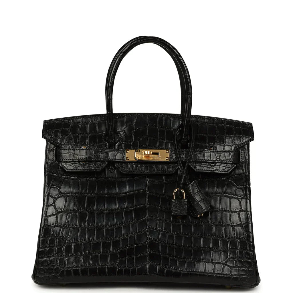 👜Birkin Black Matte Niloticus Crocodile Gold Hardware