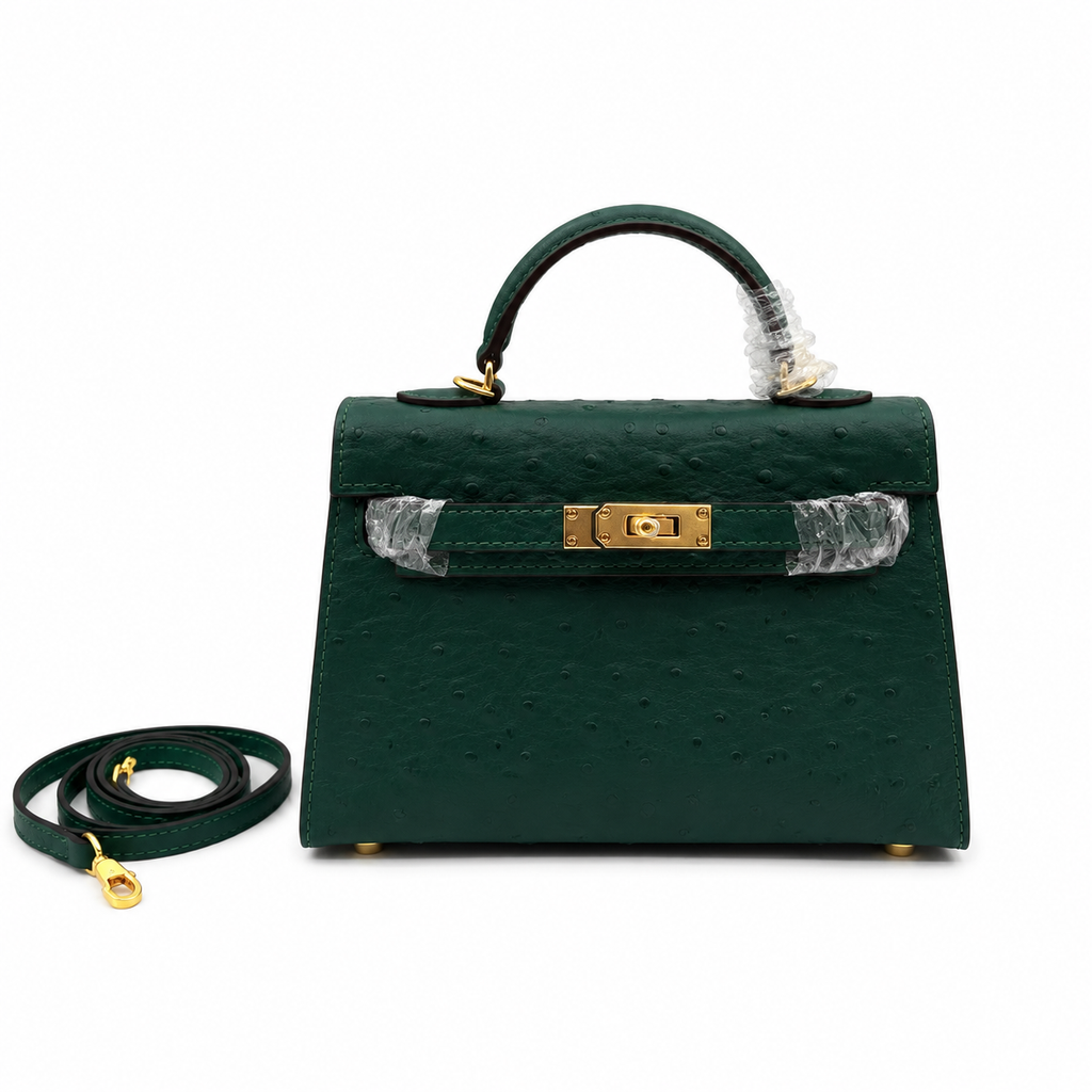 Mini Kelly II Sellier 19cm Vert Cypress Epsom Leather Gold Hardware Mini Women Handbag