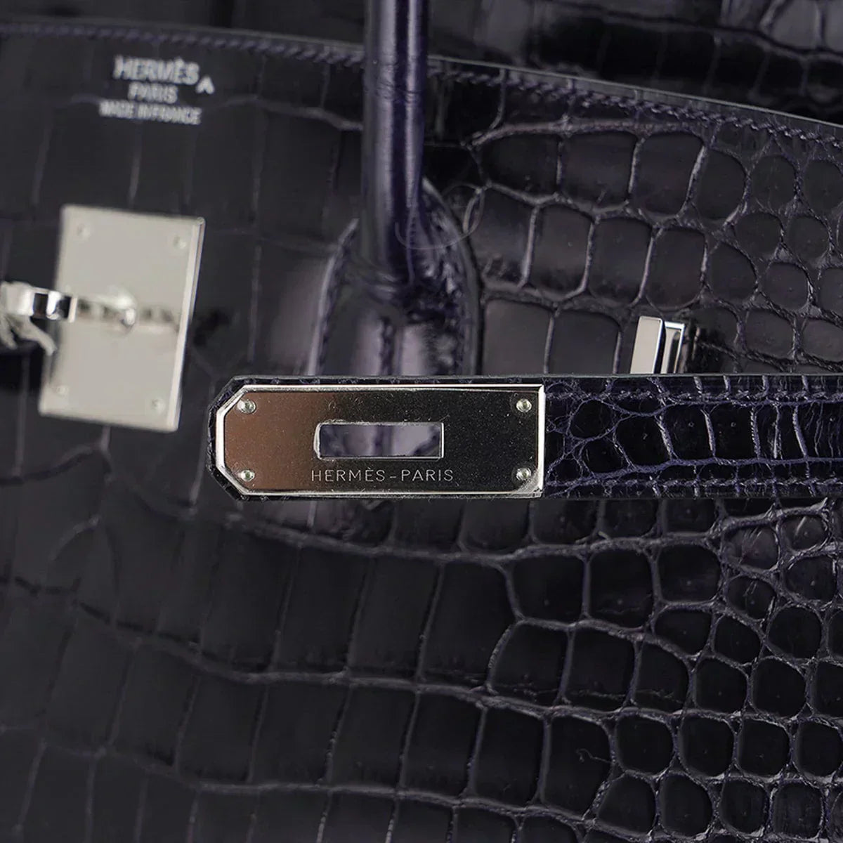 👜Birkin 35 Bag Blue Marine Porosus Crocodile with Palladium Hardware