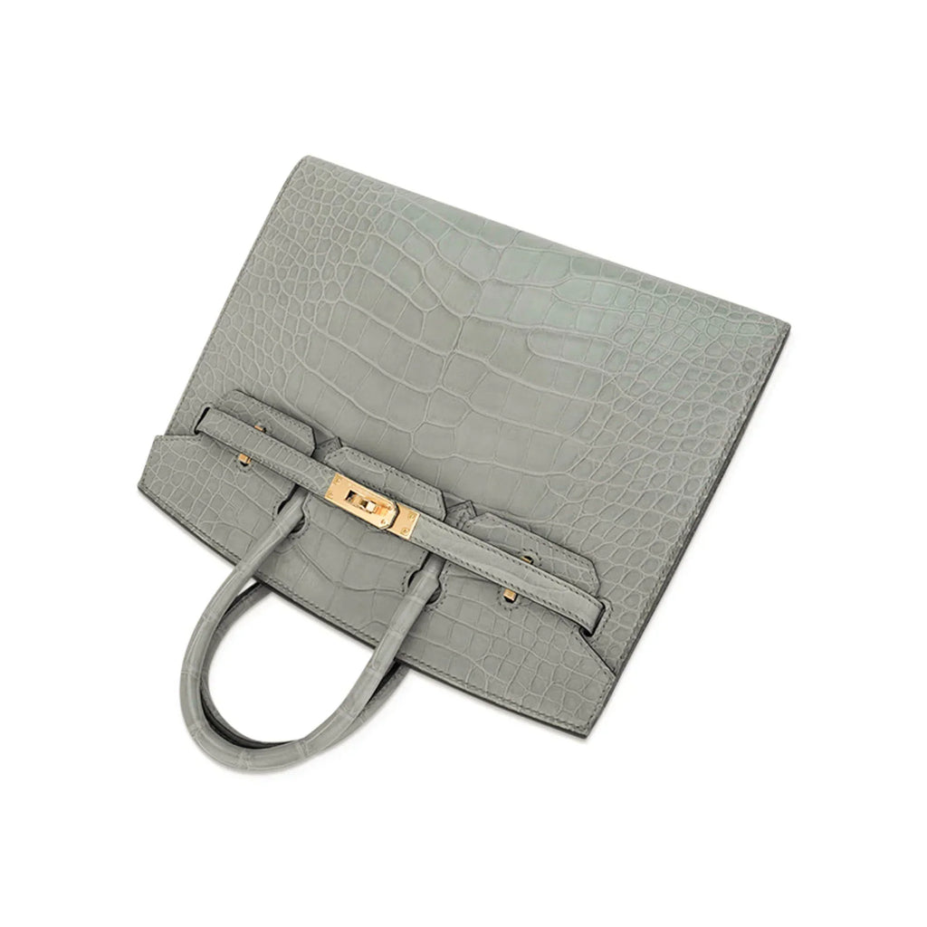 👜Birkin 25 Bag Gris Ciment Matte Alligator with Gold Hardware