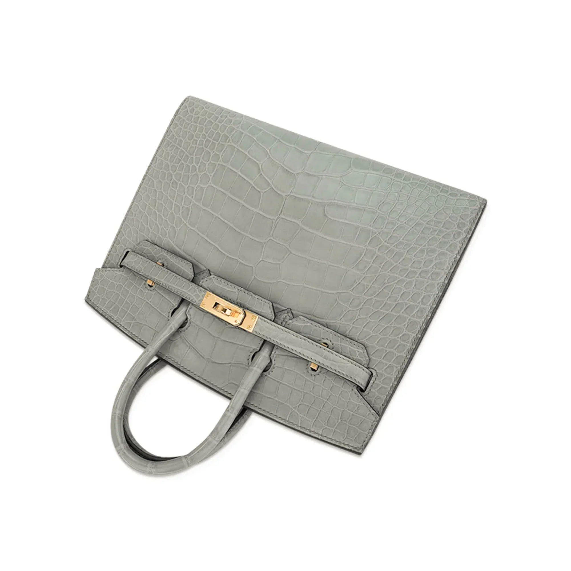 👜Birkin 25 Bag Gris Ciment Matte Alligator with Gold Hardware