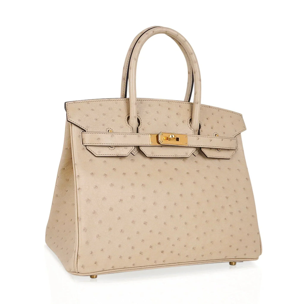 👜Birkin 30 Bag Ostrich Parchemin Gold Hardware New w/Box