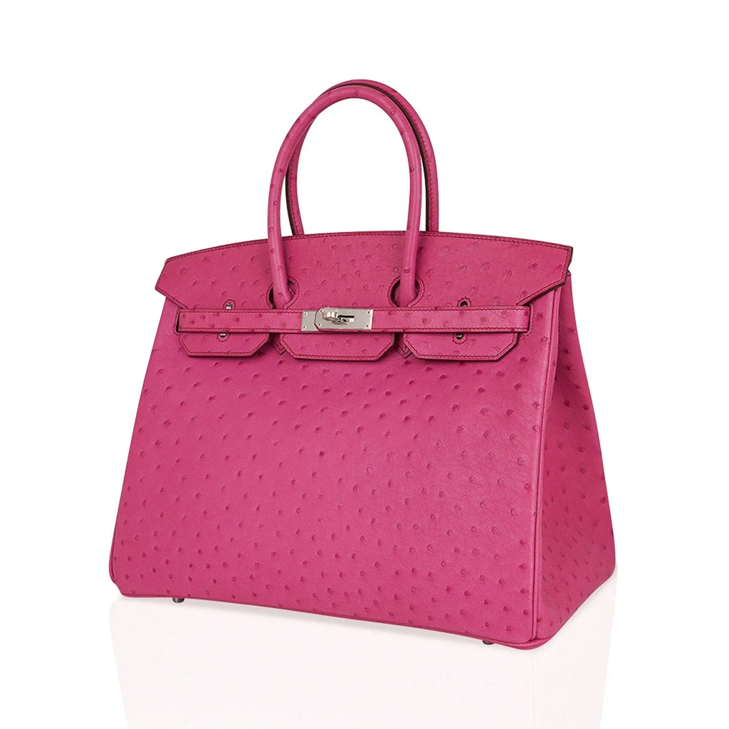 👜Birkin 35 Bag Fuchsia Ostrich Palladium Hardware
