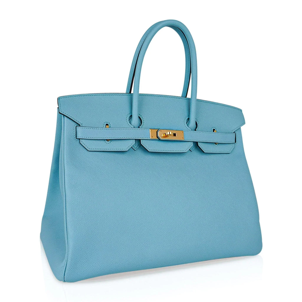 👜Birkin 35 Bag Blue Atoll Gold Hardware Epsom Leather