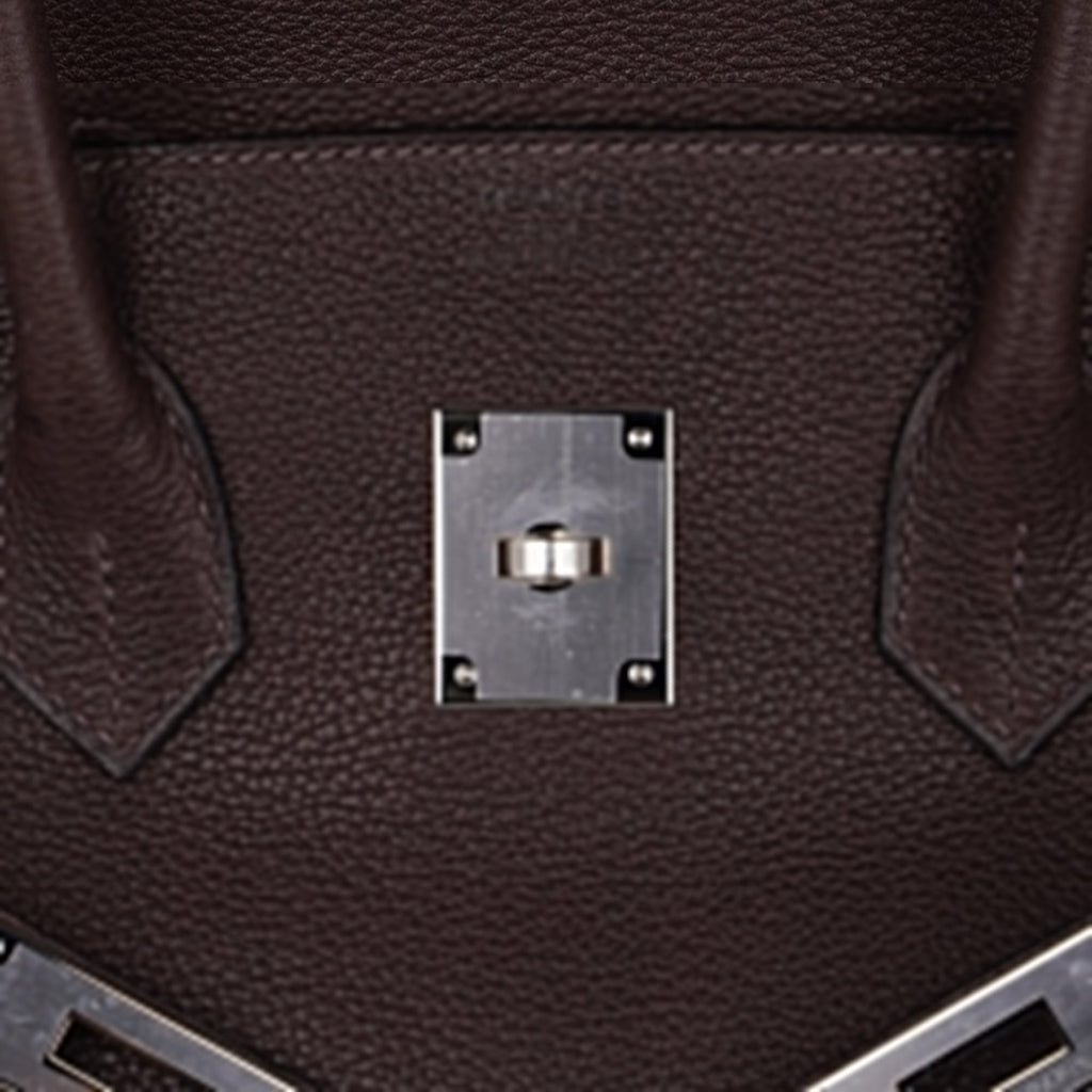 👜Birkin 35 Bag Ebene Barenia Faubourg Leather with Palladium Hardware