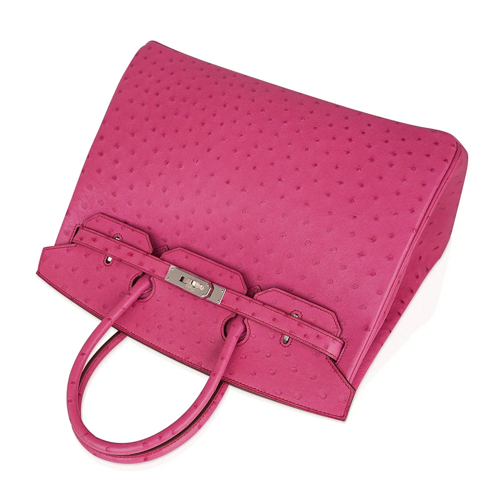 👜Birkin 35 Bag Fuchsia Ostrich Palladium Hardware