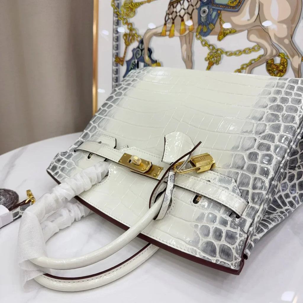 👜Birkin Bag Crocodile-Grain Cowhide Leather Gold Hardware