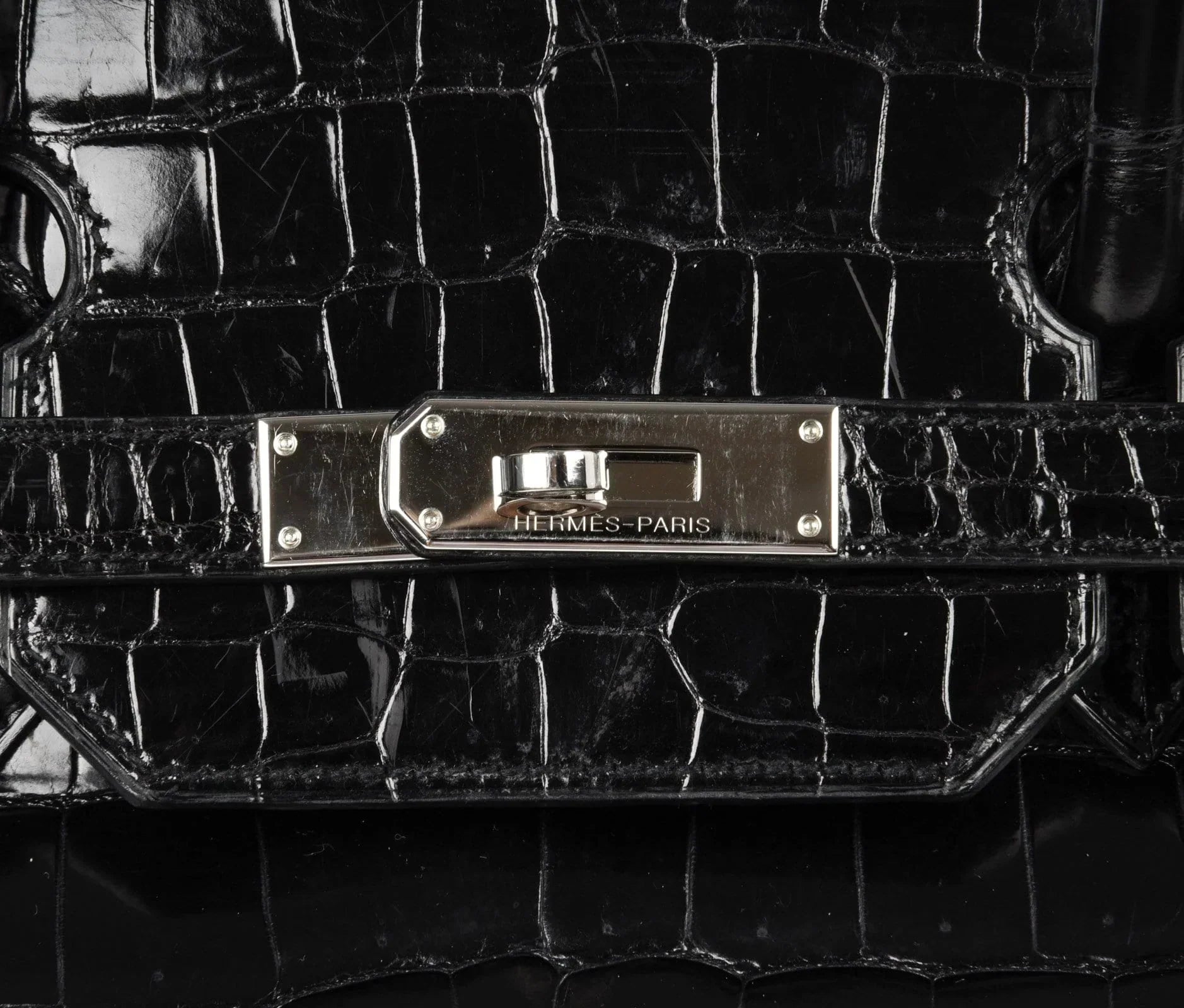 👜Birkin 40 Bag Black Porosus Crocodile Palladium