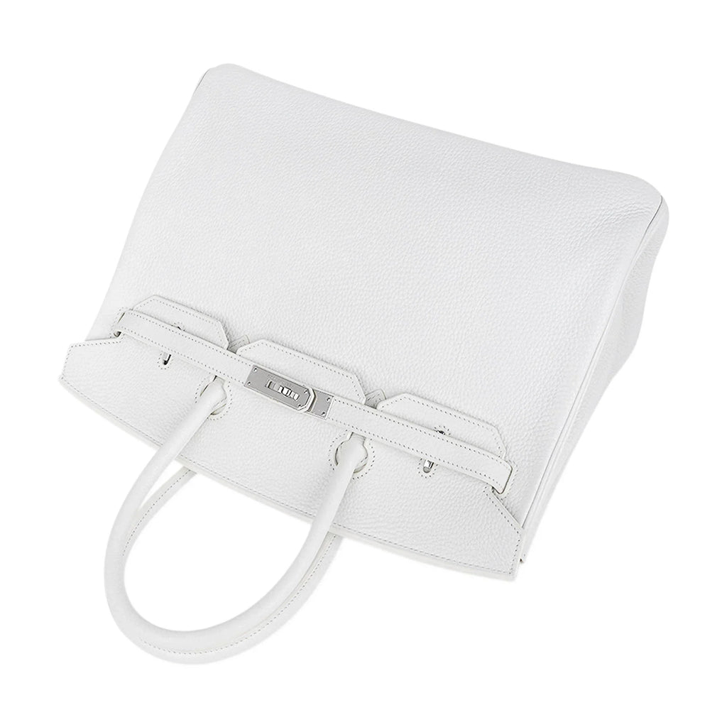 👜Birkin 35 Bag White Clemence Leather with Palladium Hardware