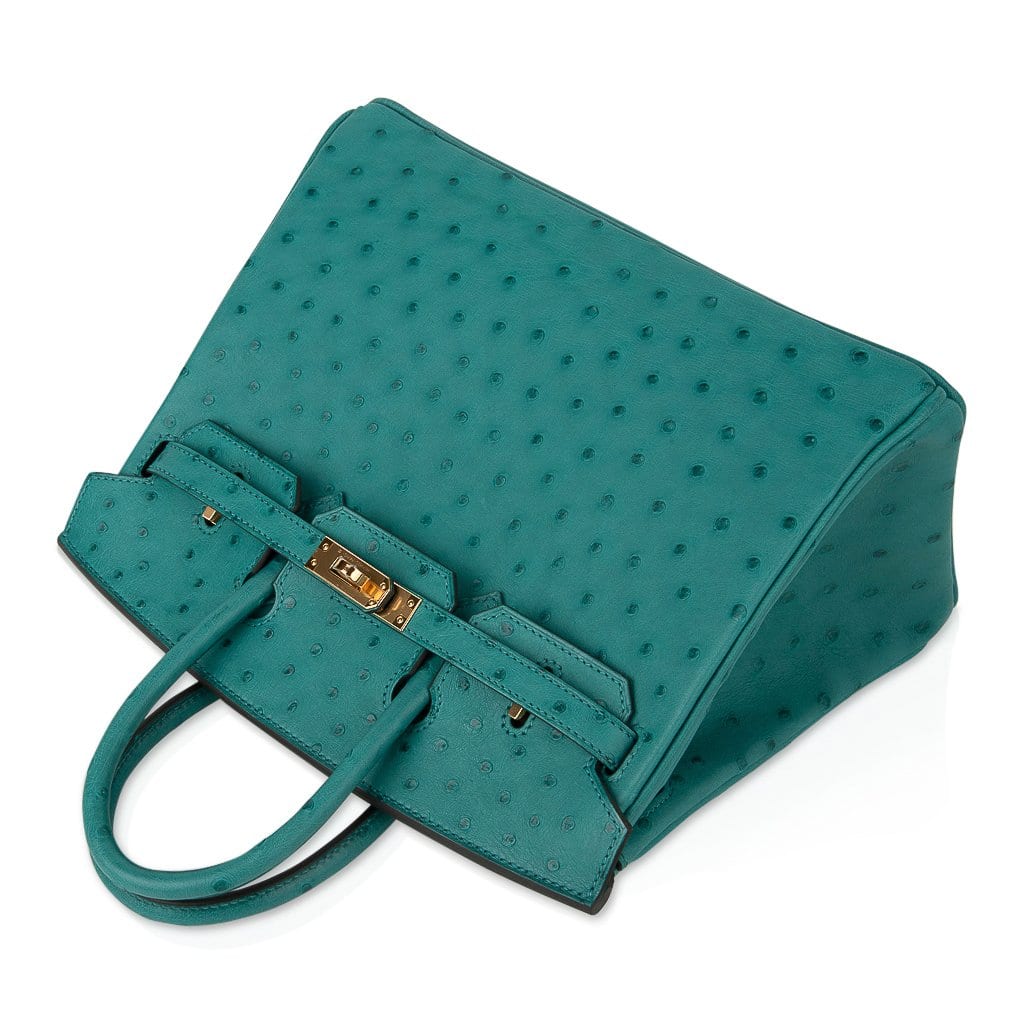 👜Birkin 25 Bag Vert Verone Ostrich Gold Hardware