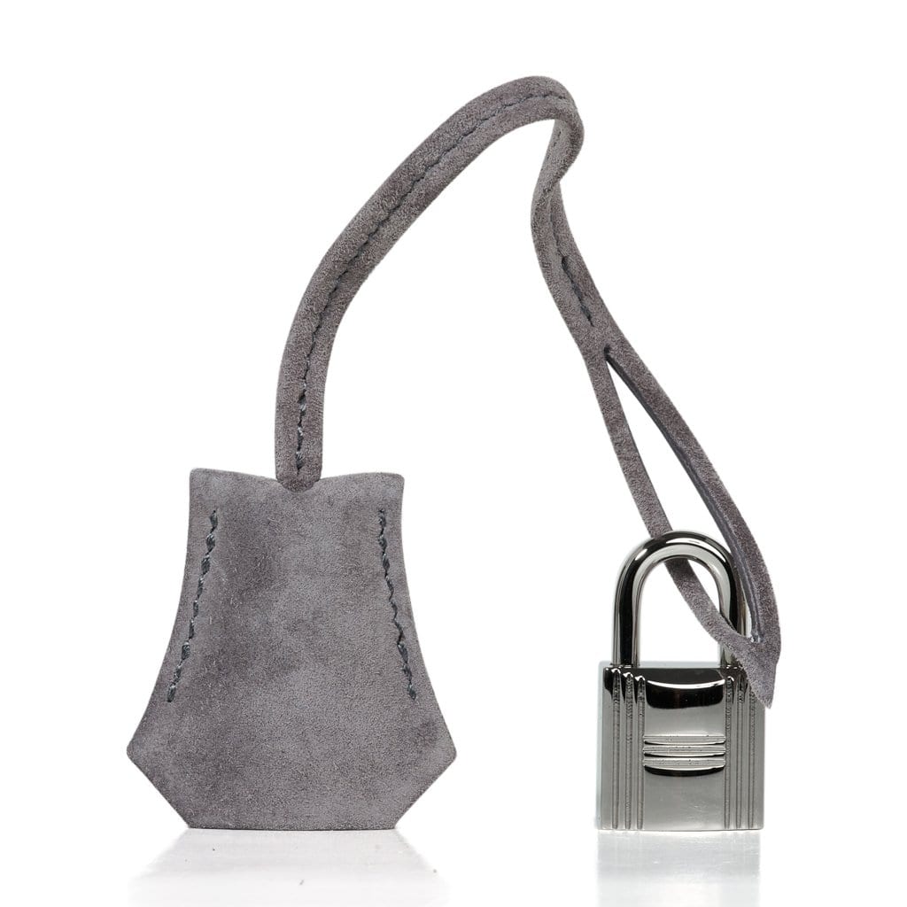 👜Birkin 25 Bag Gris Fume Doblis Suede with Palladium Hardware