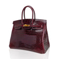 👜Birkin 35 Bag Bordeaux Porosus Crocodile with Gold Hardware