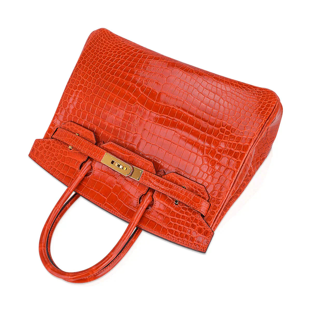 👜Birkin 30 Bag Orange Poppy Porosus Crocodile with Gold Hardware