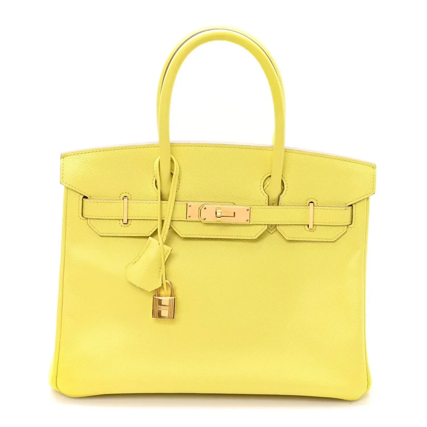 👜Birkin25 Sellier Jaune Milton Veau Epsom Silver Handbag