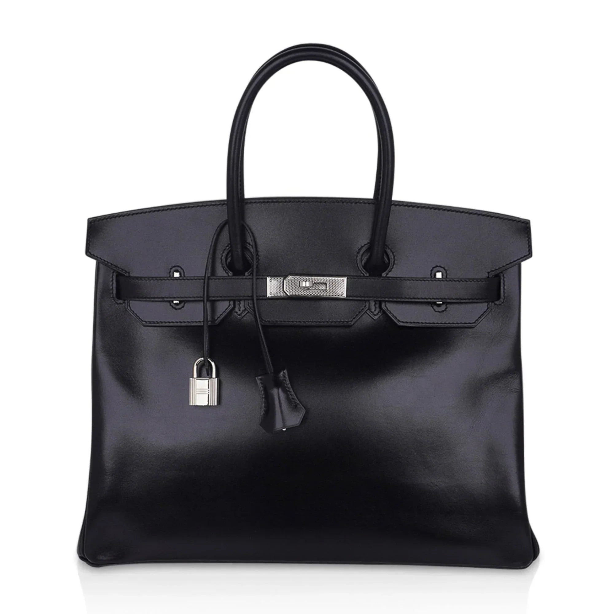 👜Birkin 35 Bag Black Box Palladium Guilloche Hardware