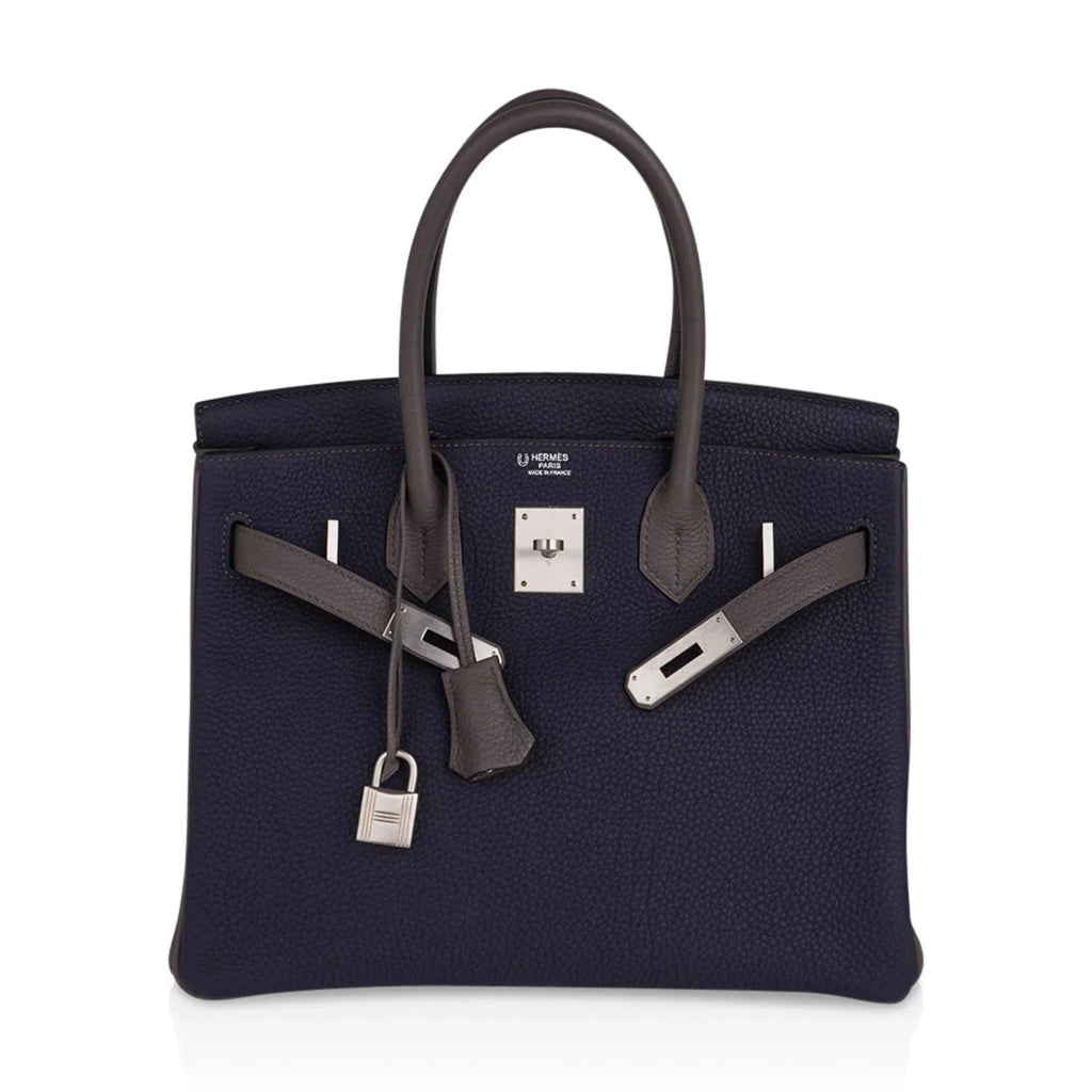 👜Special Order HSS Birkin 30 Bag Blue Nuit & Etain Togo Leather with Brushed Palladium Hardware