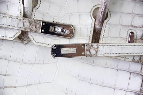 👜Birkin 25 Bag Blanc Himalaya Exquisite Jewel Palladium Hardware