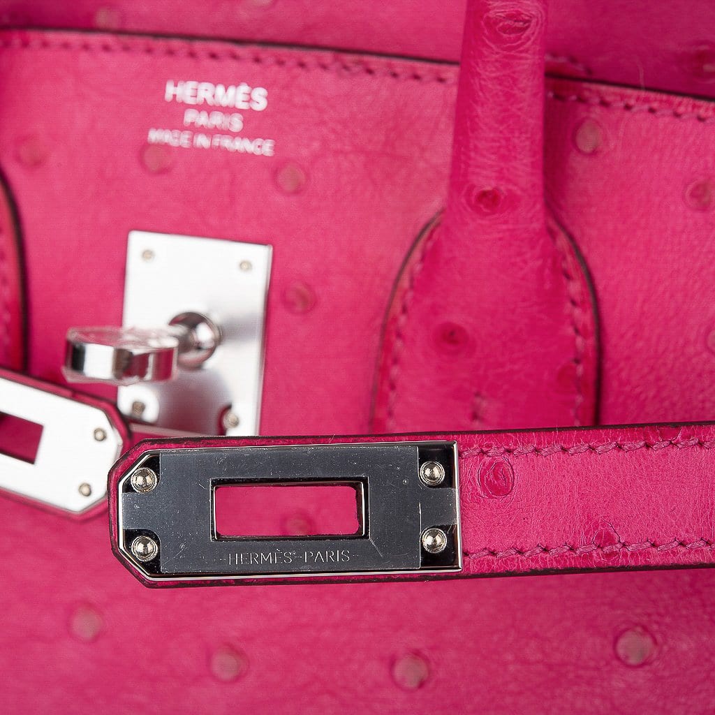 👜Birkin 25 Rose Tyrien Ostrich Bag Palladium Hardware