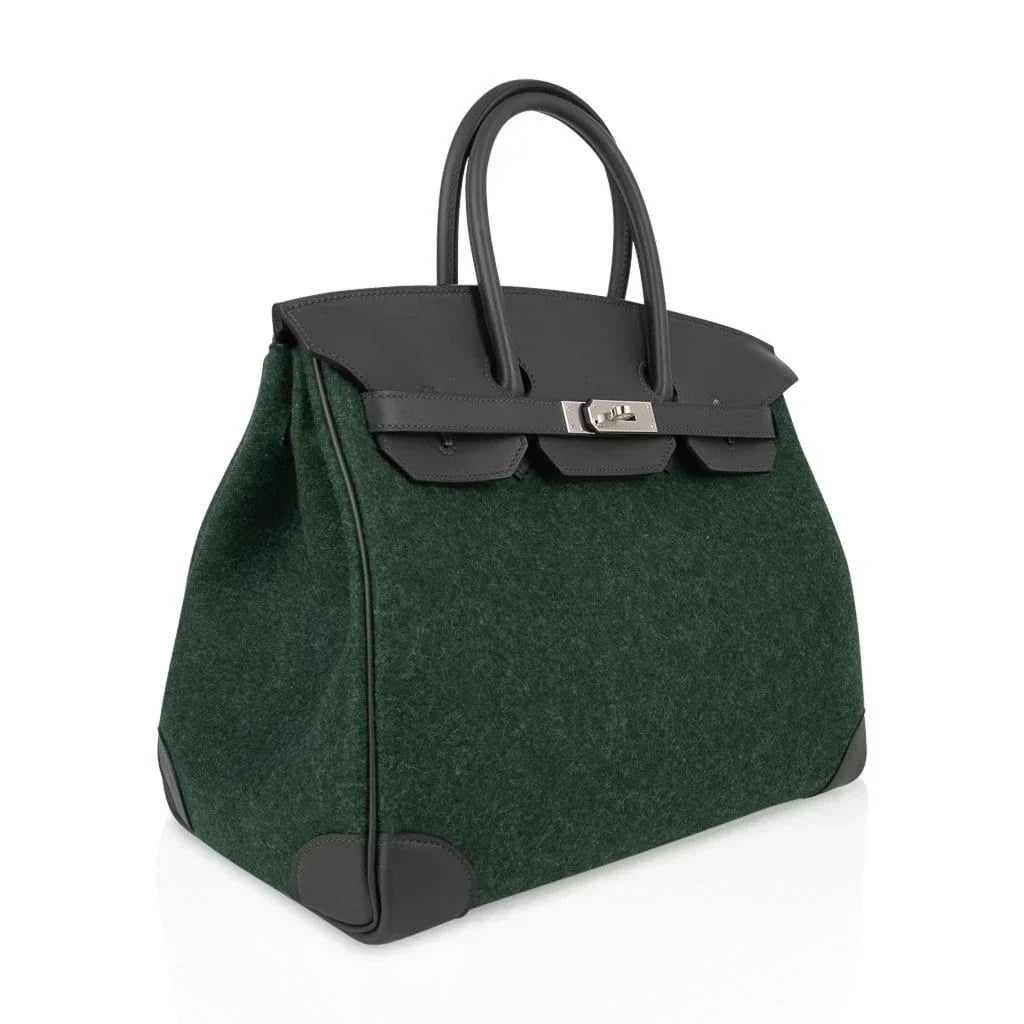 👜Birkin 35 Limited Edition Bi-Color Vert Anglais Feutre Vert Cypress Swift