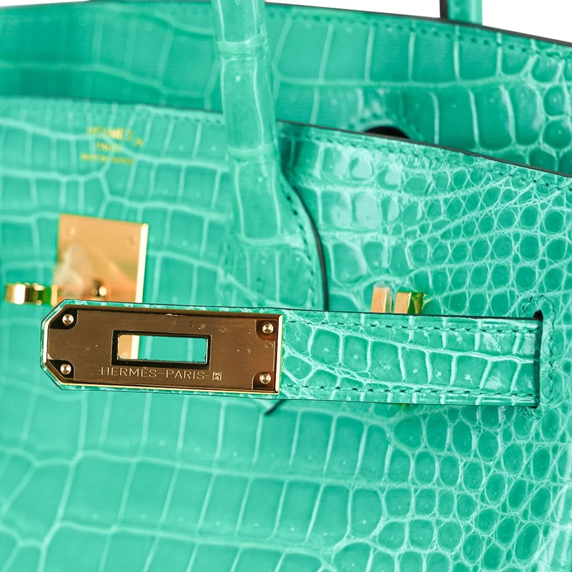 👜Birkin 30 Bag Jade Porosus Crocodile Gold Hardware