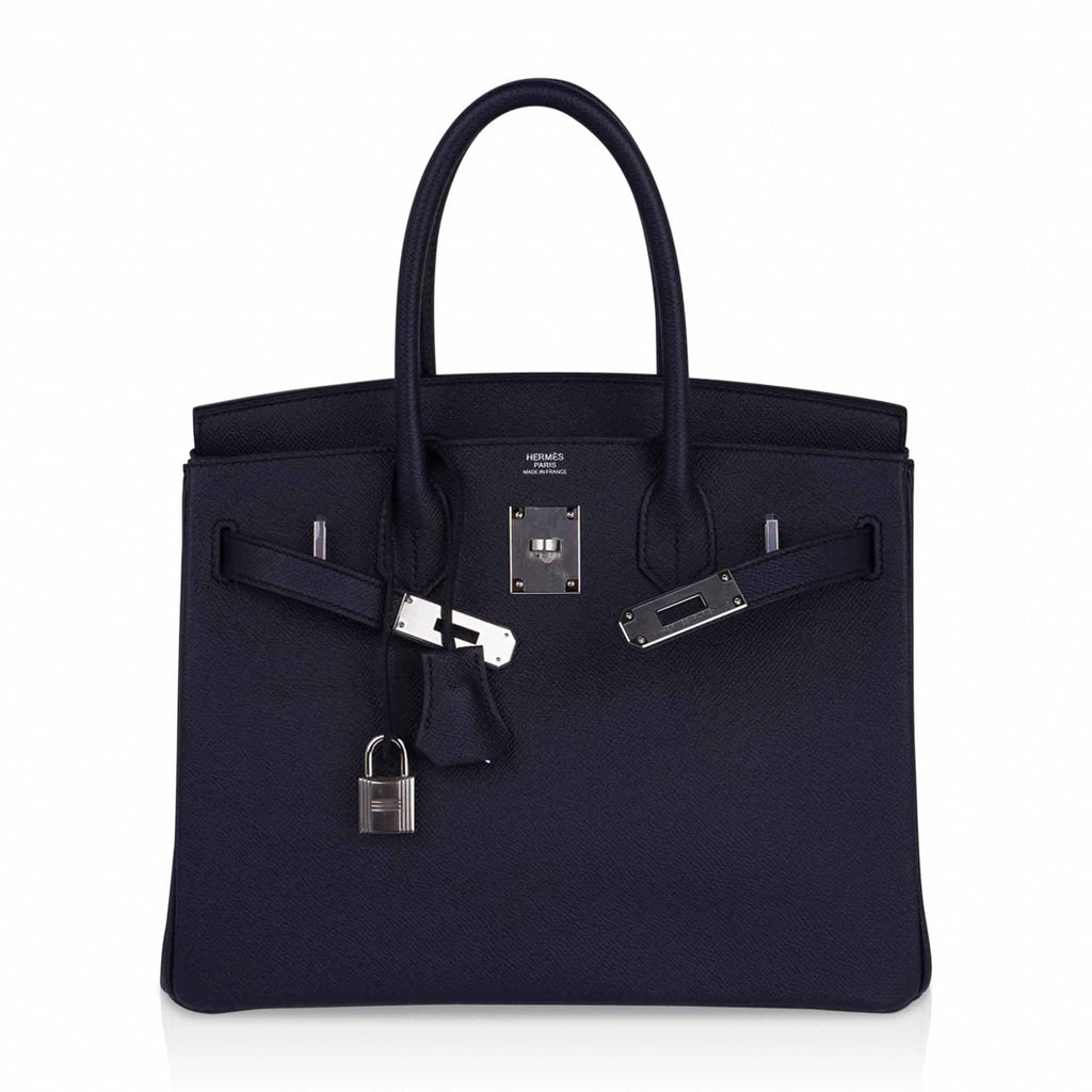 👜Birkin 30 Bag Indigo Epsom Palladium Hardware New w/ Box