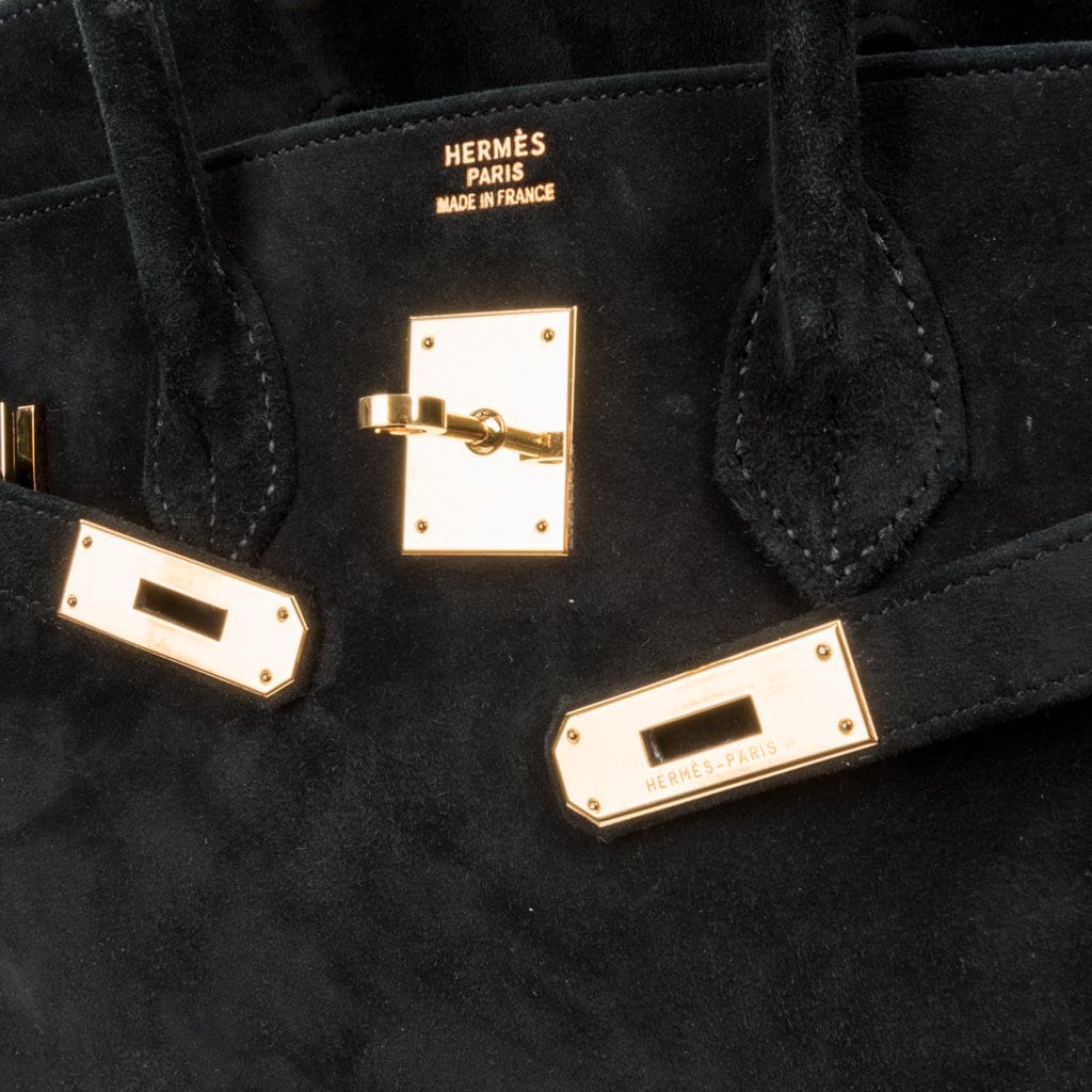 👜Birkin 35 Bag Black Doblis Suede Gold Hardware Limited Edition