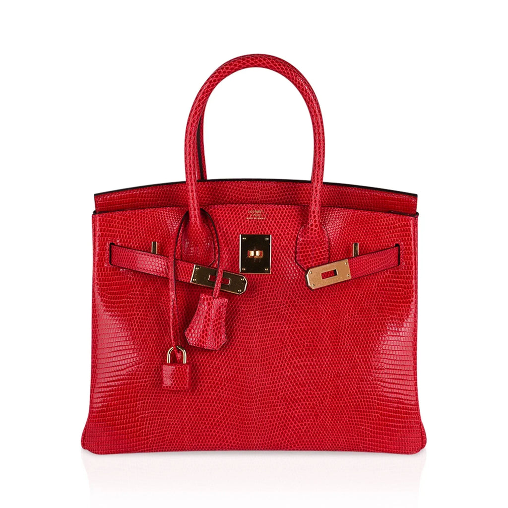 👜Birkin 30 Bag Rouge Exotique Lizard Limited Edition Gold Hardware Rare