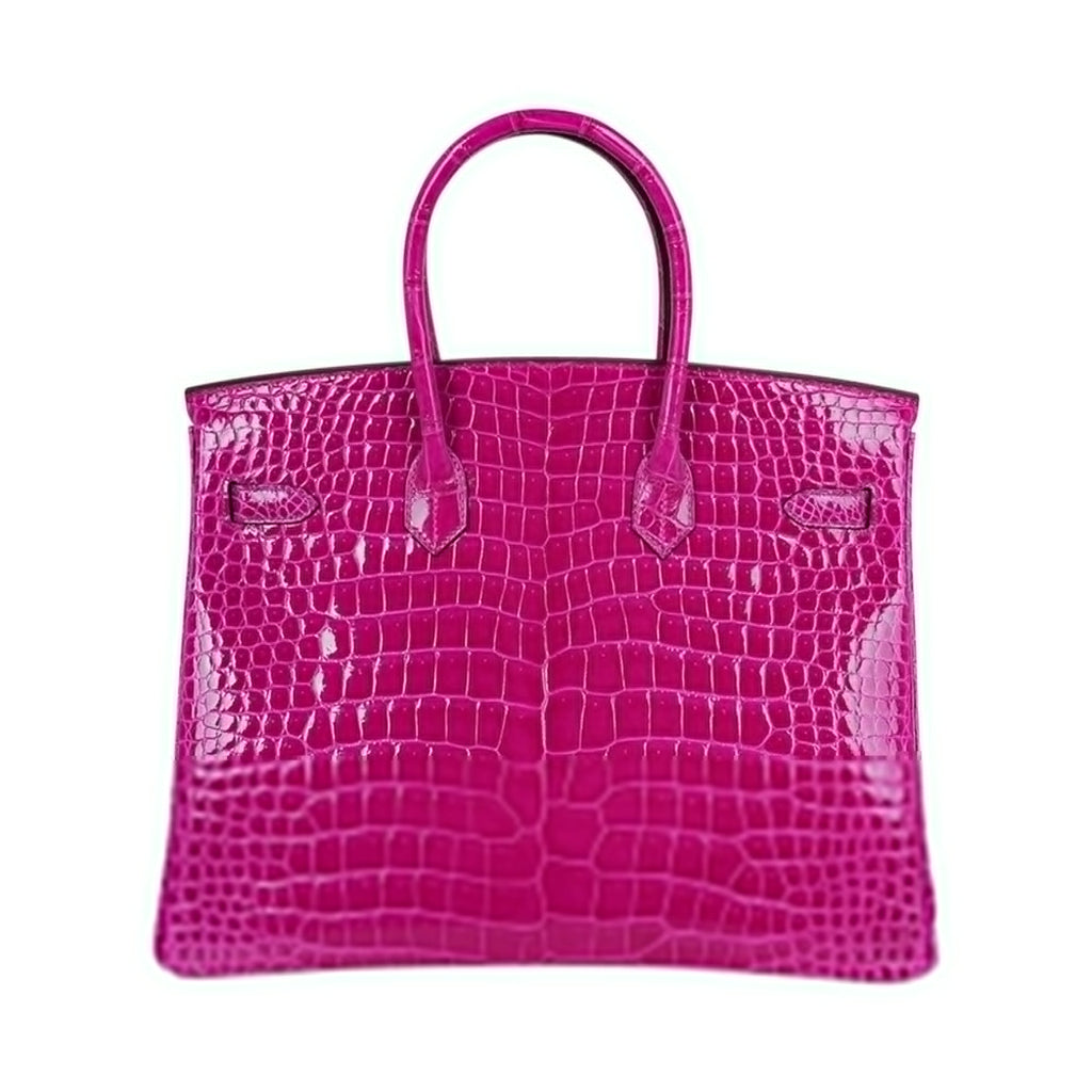 👜Birkin 35 Rose Scheherazade Porosus Crocodile Bag Gold Hardware