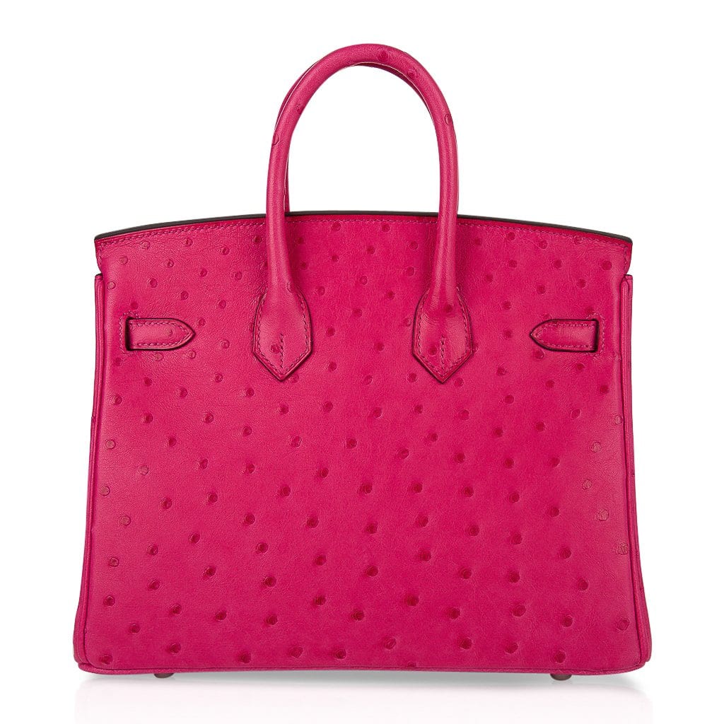 👜Birkin 25 Rose Tyrien Ostrich Bag Palladium Hardware