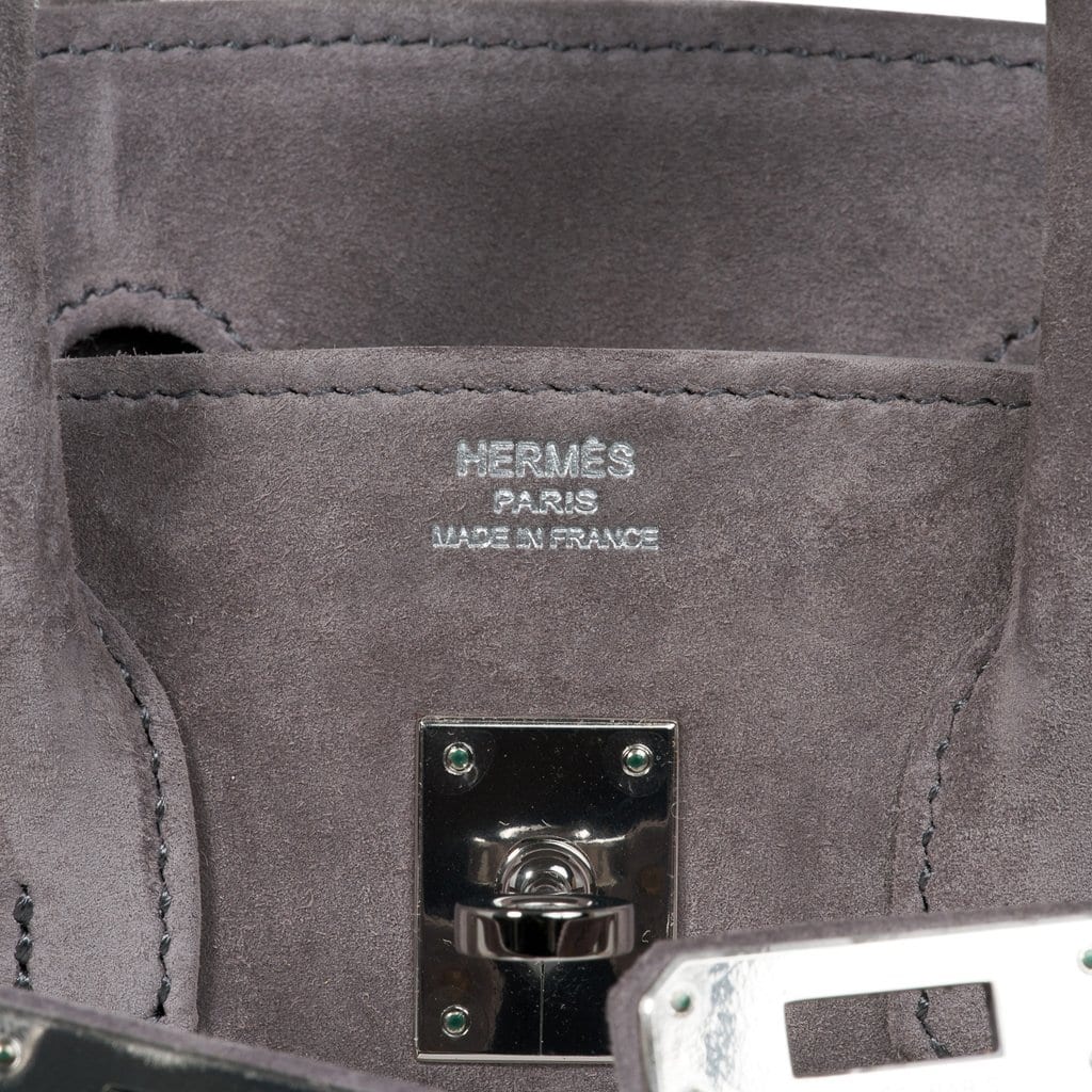 👜Birkin 25 Bag Gris Fume Doblis Suede with Palladium Hardware