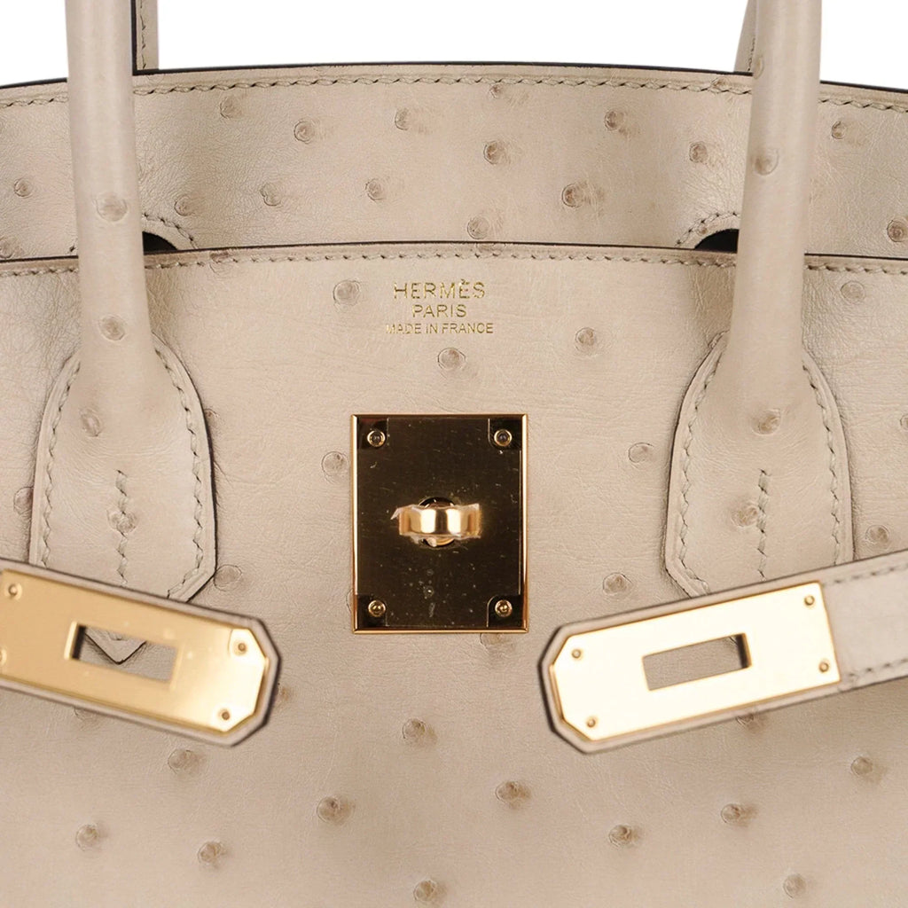 👜Birkin 30 Bag Ostrich Parchemin Gold Hardware New w/Box
