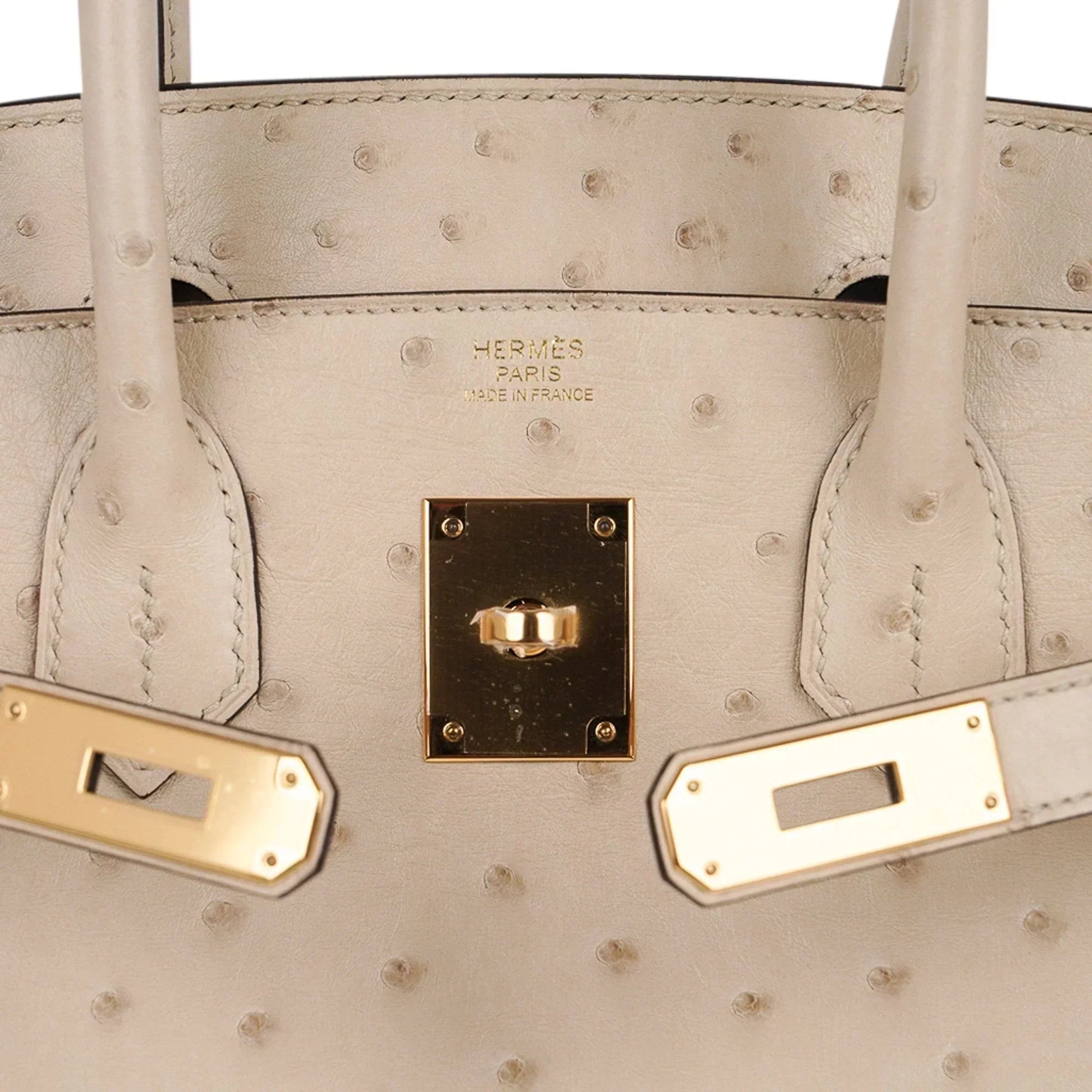 👜Birkin 30 Bag Ostrich Parchemin Gold Hardware New w/Box