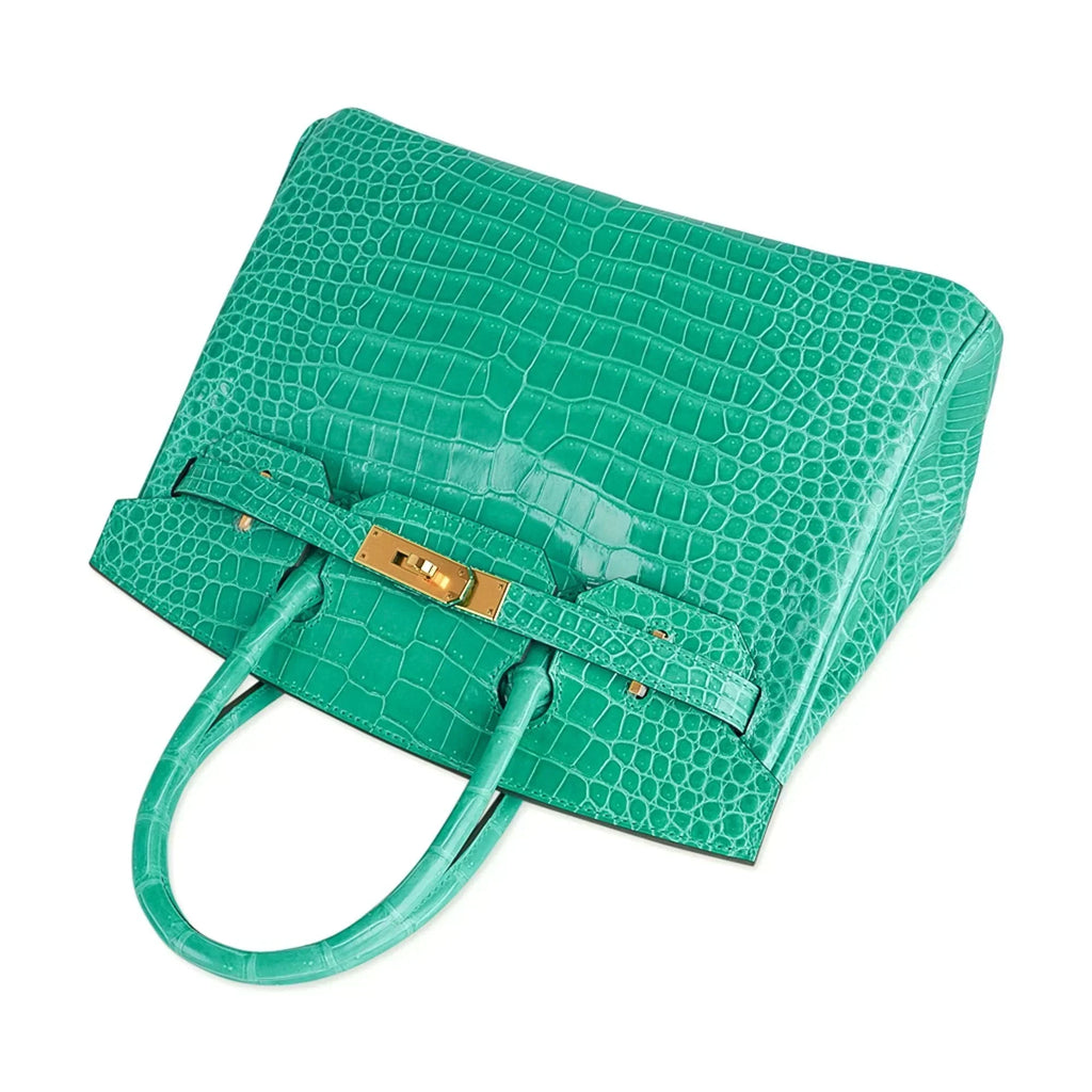 👜Birkin 30 Bag Jade Porosus Crocodile Gold Hardware