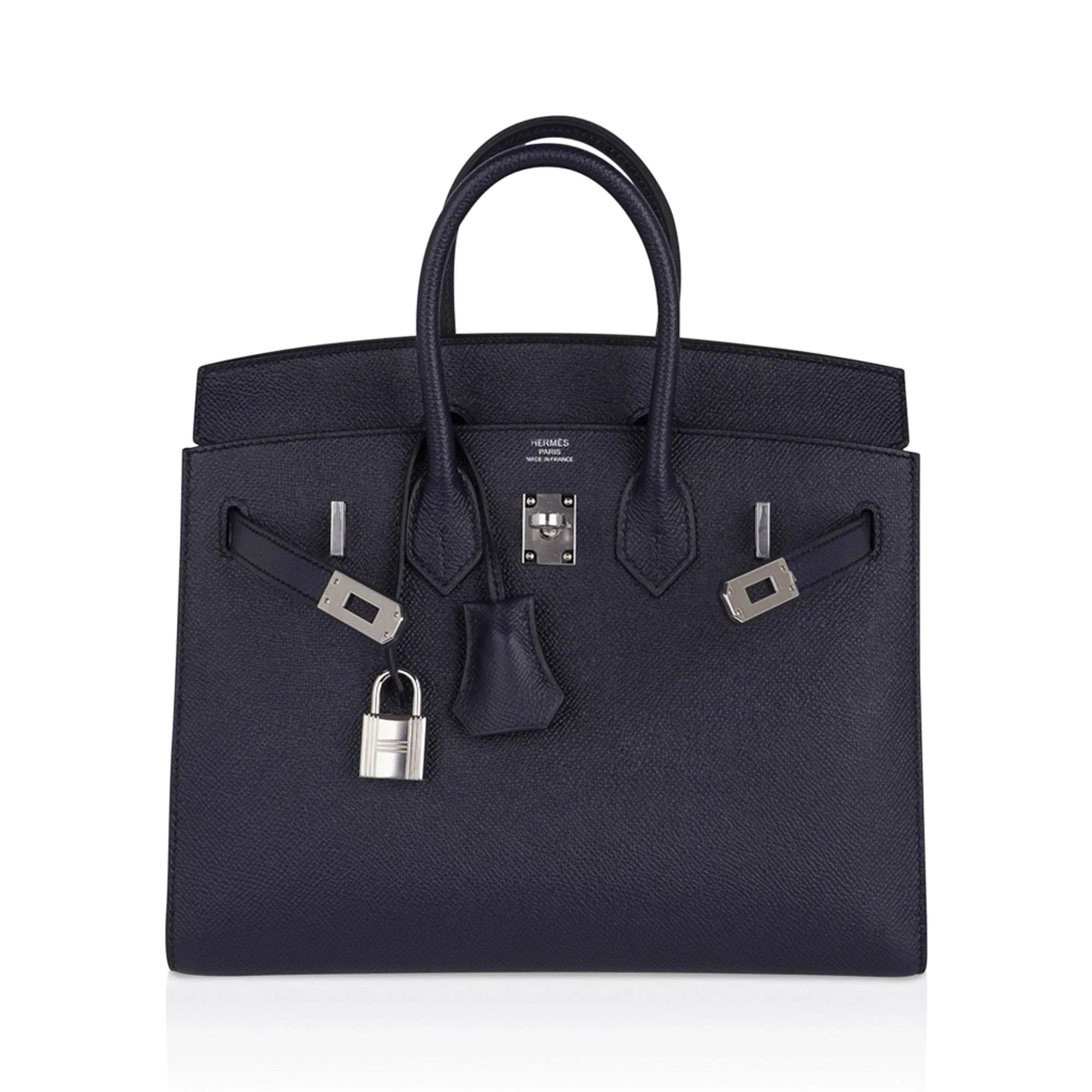👜Birkin Sellier 25 Bag Blue Indigo Epsom Leather with Palladium Hardware