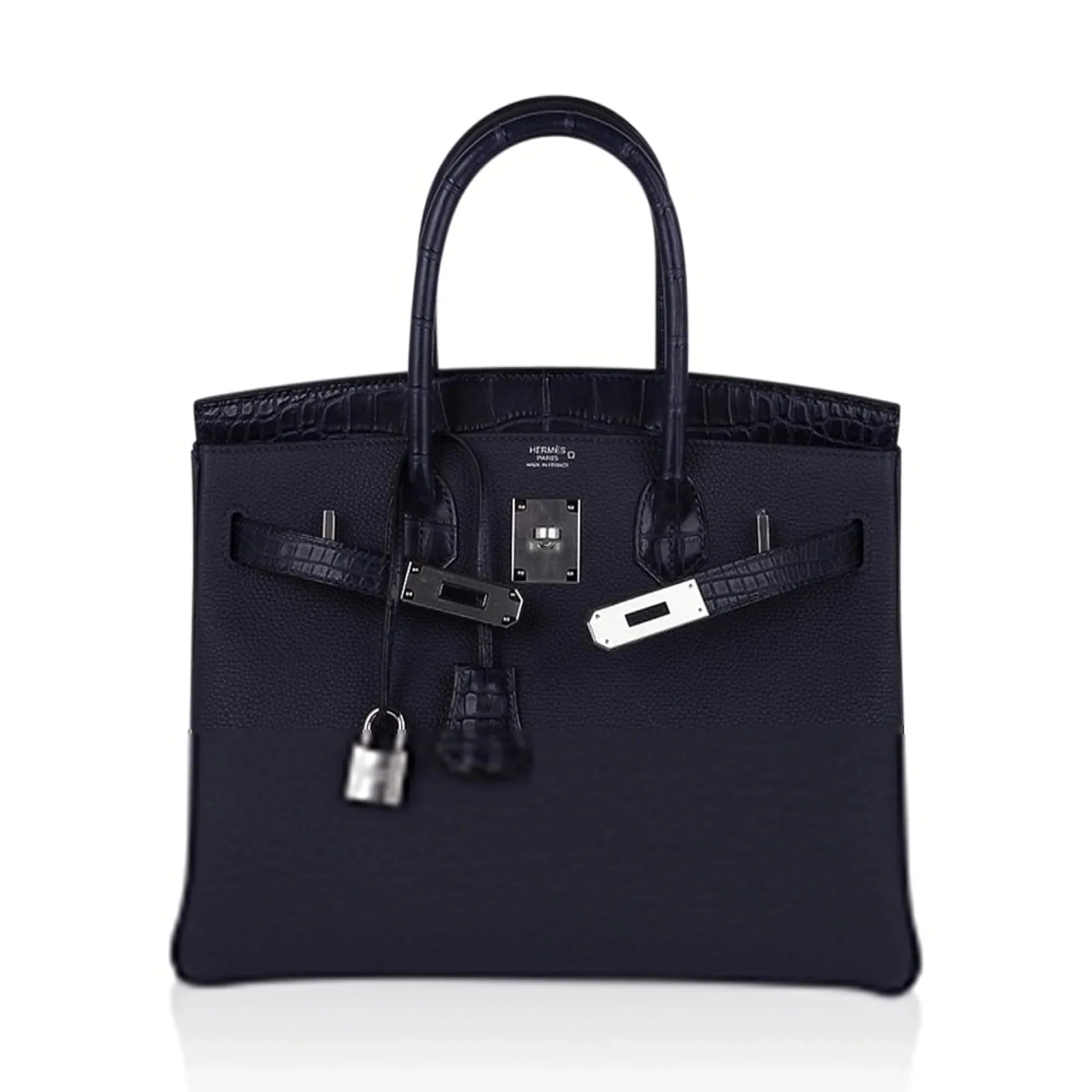 👜Birkin 30 Touch Blue Indigo Matte Alligator Bag Palladium Hardware