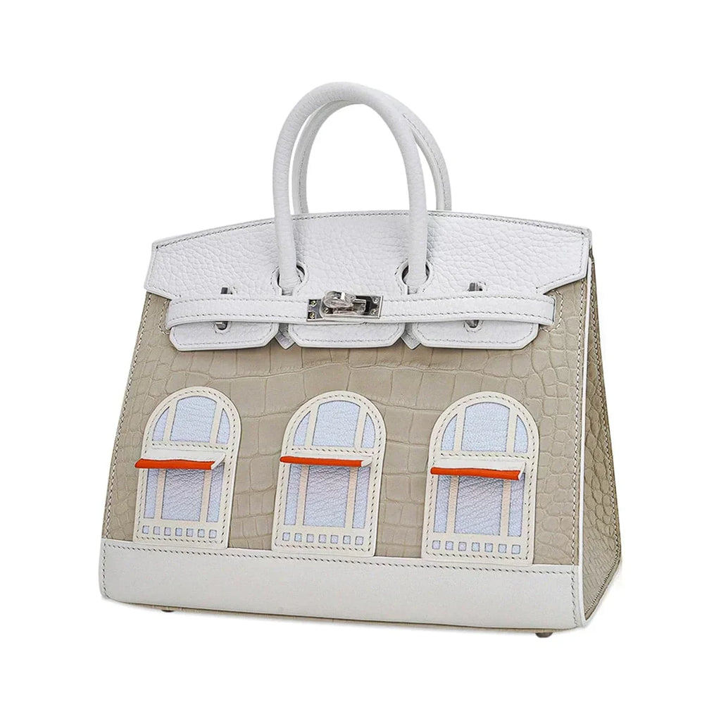 👜Limited Edition Birkin 20 Faubourg Sellier Bag Neige (Snow) White Matte Alligator
