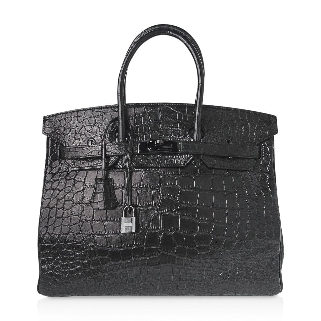 👜Birkin 35 Bag So Black Limited Edition Matte Black Alligator