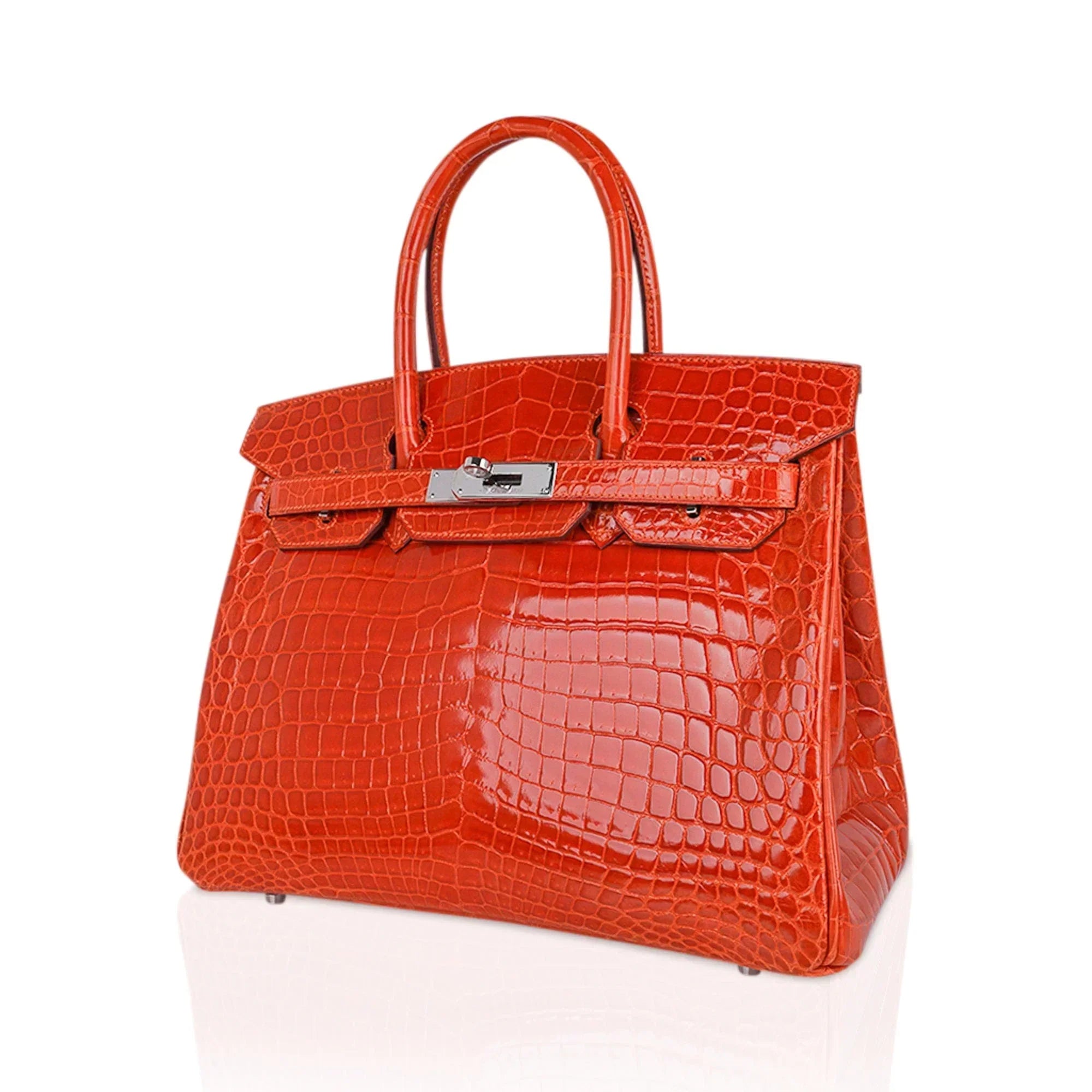 👜Birkin 30 Bag Orange Crocodile with Palladium Hardware