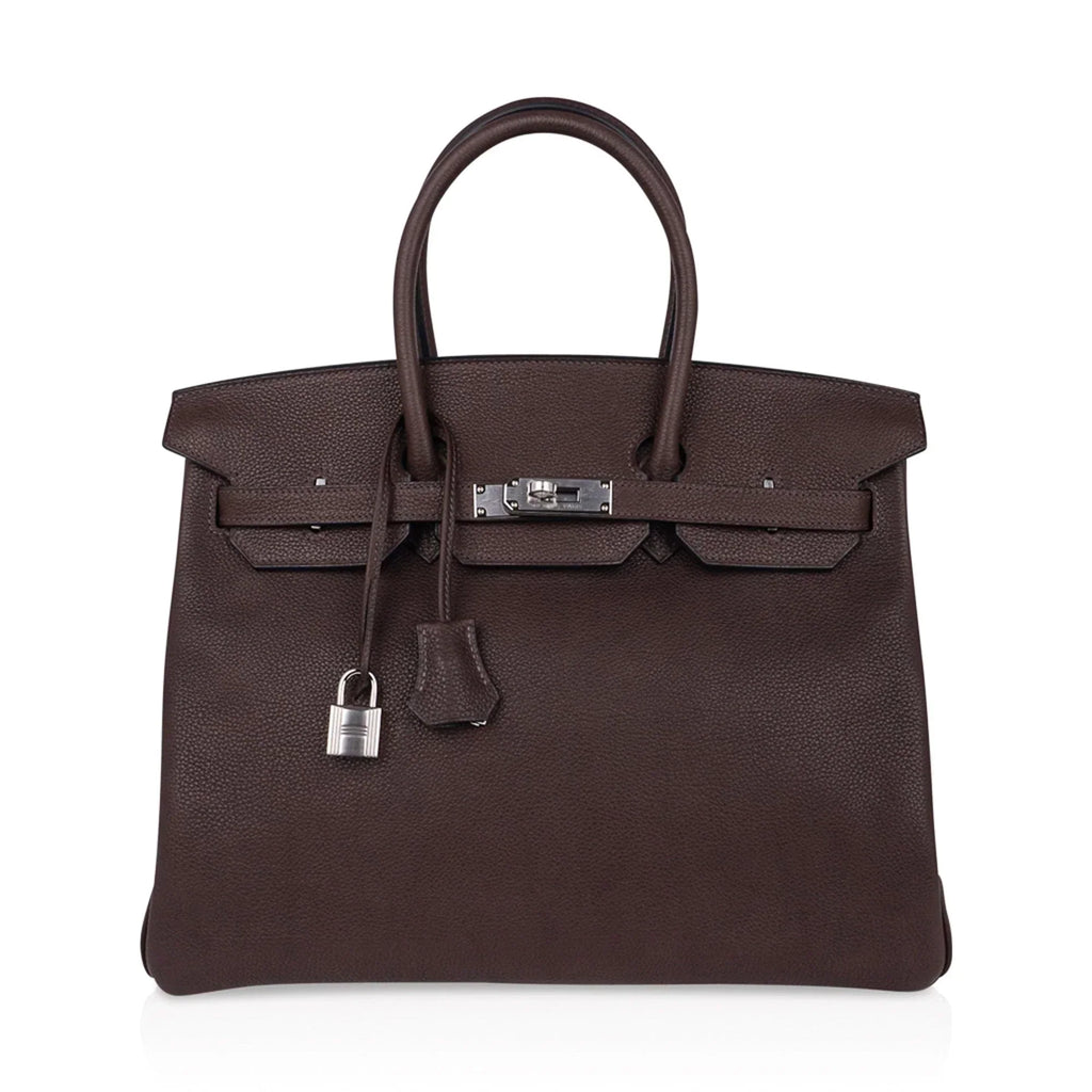 👜Birkin 35 Bag Ebene Barenia Faubourg Leather with Palladium Hardware